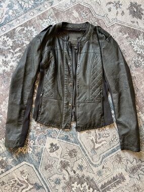 Maurices Black Quilted Faux Leather Moto Jacket